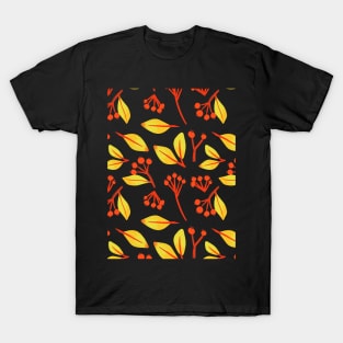 Autumn Beautiful Floral and Leaves pattern T-Shirt